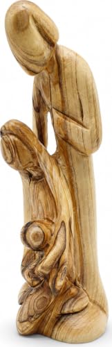 Zuluf 8" Olive Wood Holy Family Nativity Statue – Handcrafted Sculpture from Bethlehem – Christian Religious for Catholic Home or Tabletop Decor – HOF021 - color: 8" Family Sculpture
