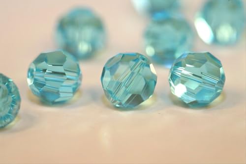 100pcs Adabele Austrian 4mm (0.16 Inch) Small Faceted Round Crystal Beads Aquamarine Blue Compatible with Swarovski Crystals Preciosa - color: Aquamarine Blue, size: 4mm Small (100pcs)