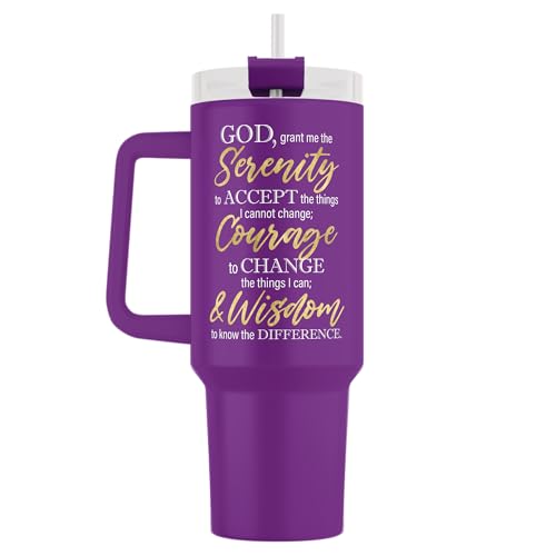 40oz Christian Tumbler for Women with Handle, Straw & Leak-Proof Lid – Insulated Stainless Steel Travel Mug with Bible Verses & Inspirational Quotes – Faith-Based Gift for Her – Serenity - color: Serenity