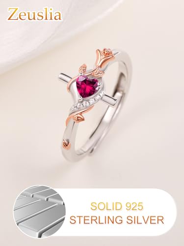 Birthday Gifts Birthstone Rings for Women 925 Sterling Silver Birthstone Rings Anchor/Tree of Life/Snake/Rose Cross Faith Religous Jewelry Gift for Wife Mom Grandma - color: 07-Ruby (C), style: Rose Cross