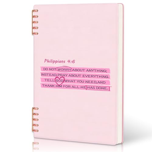 Pink Bible Verse Notebook, Coquette Pink Collegiate Style Christian Journal, Beautiful Bible Study and Prayer Notebook, Gifts for Granddaughter, Women's Prayer Journal 5.5 x 8.3 Inch Study Gift