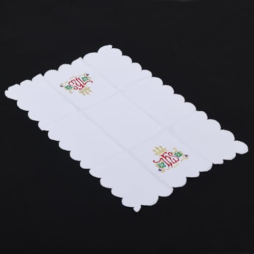 BLESSUME Church Mass Altar Cloth Purificator Cloth Cross Embroidery (White 6) - color: White 6