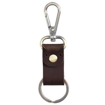 Jack&Chris Genuine Leather Keychain, Small Keychain for Man and Women, Key Holder Mens Belt Key Chain Ring, Red Brown - color: Red Brown