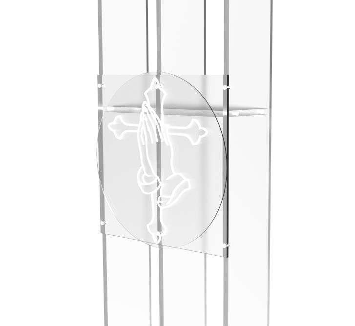 FixtureDisplays® Clear Podium Plexiglass Lecturn Transparent Church Pulpit with Christian Church Cross Prayer Hand Trinity Style Easy Assebmly Required 15411+12152-NPF