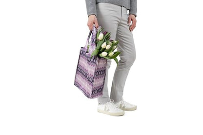 Pure Sage Reusable Grocery Bag - Stylish Shopping Bags for Groceries - Foldable Tote Bag - color: Purple 3 Medium