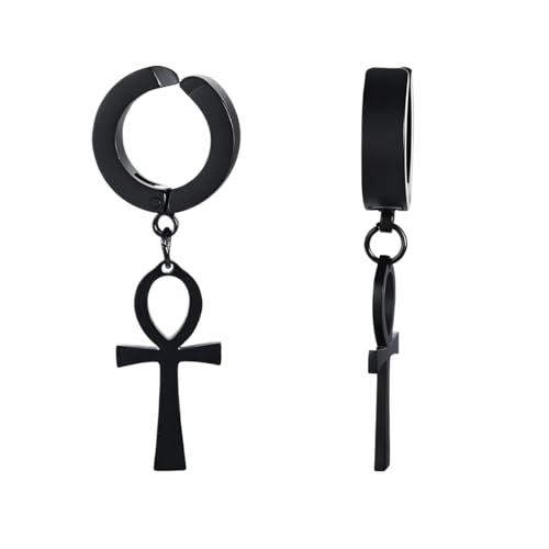 14K Yellow Gold Ankh Earrings For Women Men, The Key Of The Nile Ankh Pendant Symbol Sterling Silver Egyptian Jewelry For Men, Ankh Cross Drop Earrings Women Dangle Earrings Amulet Crucifix Egyptian Earrings For Women, Ankh Necklace Women - color: Ankh Ea