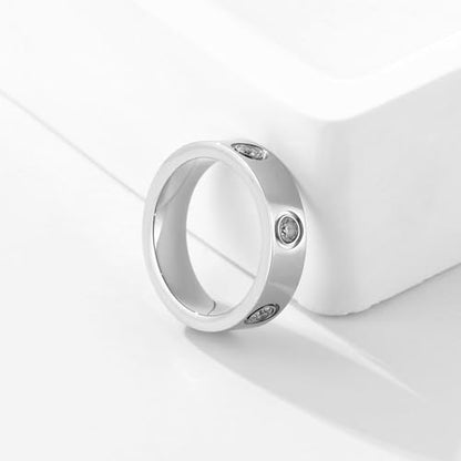 YCSLYW Ladies Stainless Steel Ring Love Friendship Ring Golden high polishing, low allergy Wedding Jewelry Valentine's Day Birthday Gift, 5-10 - color: Love Silvery, size: 9