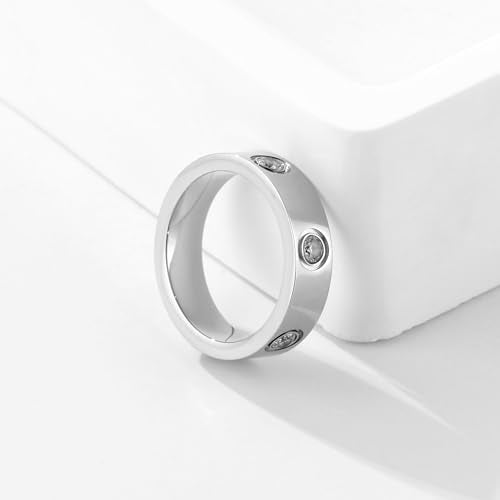 YCSLYW Ladies Stainless Steel Ring Love Friendship Ring Golden high polishing, low allergy Wedding Jewelry Valentine's Day Birthday Gift, 5-10 - color: Love Silvery, size: 7
