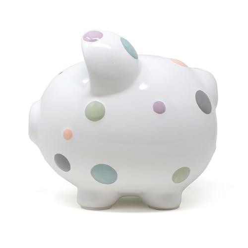 Child to Cherish Ceramic Piggy Bank for Girls, Pastel Multi Dot - color: Pastel Multi Dot