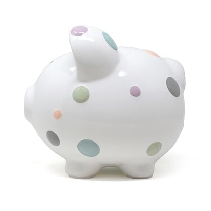 Child to Cherish Ceramic Piggy Bank for Girls, Pastel Multi Dot - color: Pastel Multi Dot