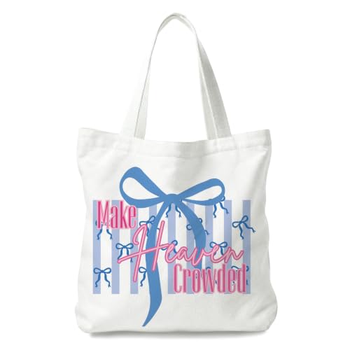 Christian Canvas Tote Bag, Bible Verse Reusable Shopping Bag - color: Make Heauen Crowded