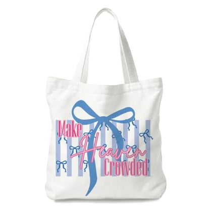 Christian Canvas Tote Bag, Bible Verse Reusable Shopping Bag - color: Make Heauen Crowded