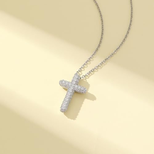 Baptism Cross Necklace for Women,First Communion Cross Necklaces Jewelry Gifts for Women - color: Crystal Bubble-S
