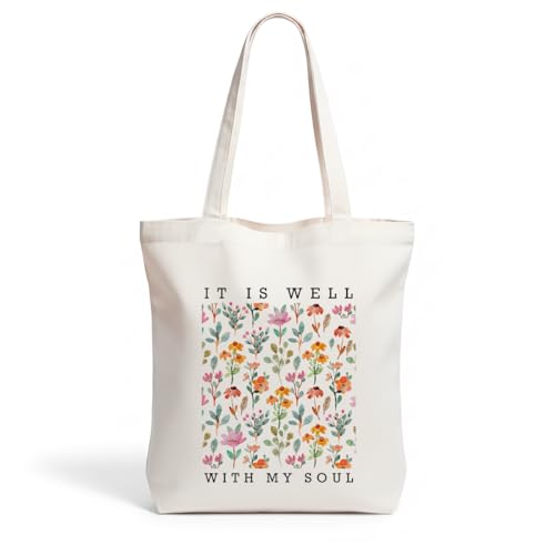Inspirational Christian Gifts Canvas Tote Bag for Women Girls Christmas Friendship Birthday Grocery Bags - color: Wellsoul02