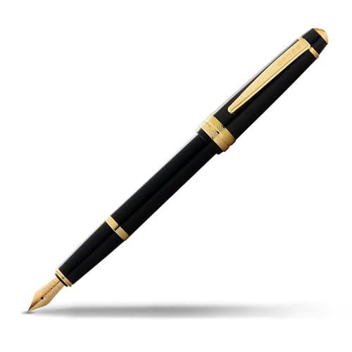 Cross Bailey Light Polished Black Fountain Pen, Medium Nib, Black Ink