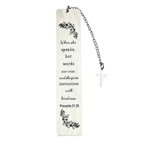 Bible Bookmarks Book Markers, Metal Christian Bookmark Gift Accessories (Proverbs 31:26) - style: Proverbs 31:26