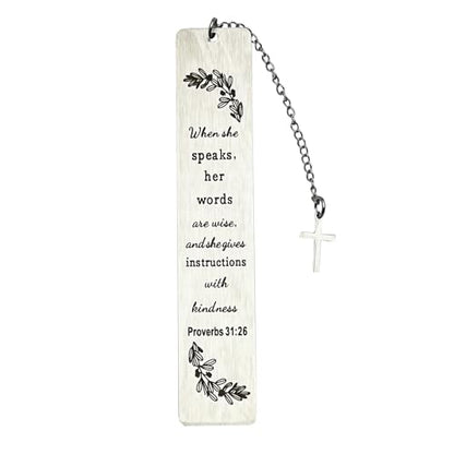 Bible Bookmarks Book Markers, Metal Christian Bookmark Gift Accessories (Proverbs 31:26) - style: Proverbs 31:26