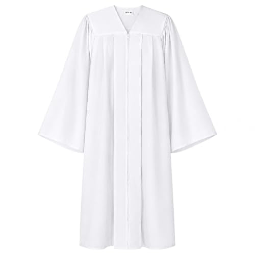 Happy Secret Adult Matte Choir Robe for Church, Graduation and Ceremonies - color: White, size: 42(4'9"-4'11")