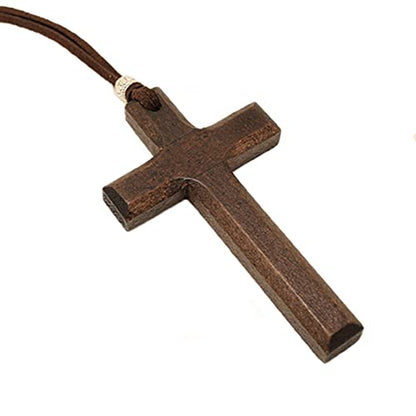 Wooden Cross Necklace For Men Women, Wood Cross Pendant Necklaces For Car Rearview Mirror Charms, Wall, Christian Jewelry(E) - color: Cross-Wood-E-1pc-8.3Brown
