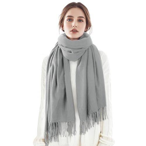 Clothirily Womens Winter Scarf, Oversized Long Blanket Plaid Shawl Wrap - color: Grey