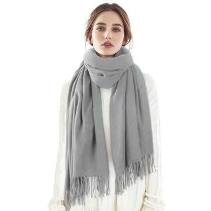 Clothirily Womens Winter Scarf, Oversized Long Blanket Plaid Shawl Wrap - color: Grey