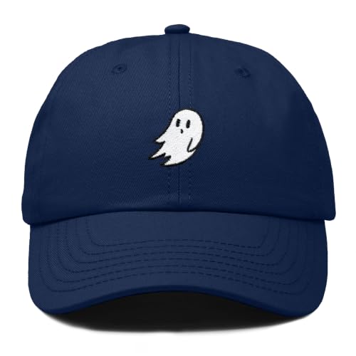 DALIX Ghost Embroidered Mens Womens Cotton Dad Hat Baseball Cap Adjustable - color: Navy Blue