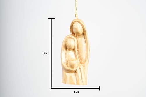Olive Wood Christmas Ornament – Holy Family Nativity Ornament for Christmas Tree Decor, Handmade in Bethlehem The Holy Land, Christian Religious Gift, 3 x 2 Inch