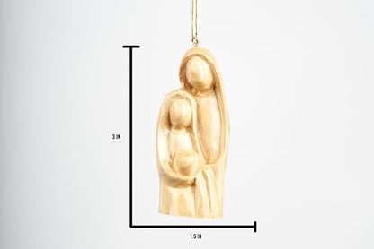 Olive Wood Christmas Ornament – Holy Family Nativity Ornament for Christmas Tree Decor, Handmade in Bethlehem The Holy Land, Christian Religious Gift, 3 x 2 Inch