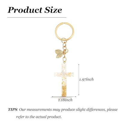 Angyape Cute Christian Cross Keychain for Women Purse Bag Charms Car Key Rings Accessories Flower Design Jesus Faith Gifts - color: K：black