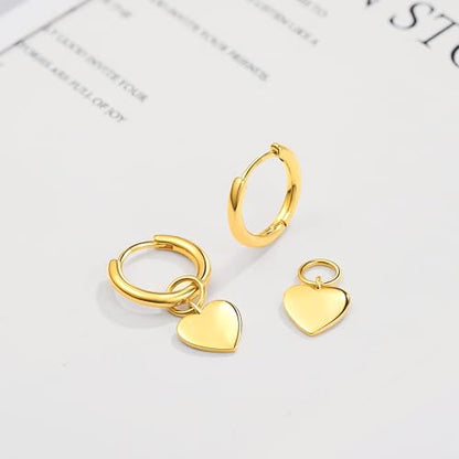 DAILY VIBES Cute Butterfly Star Cross Heart CZ Dangle Earrings for Women - color: Gold Mini Heart