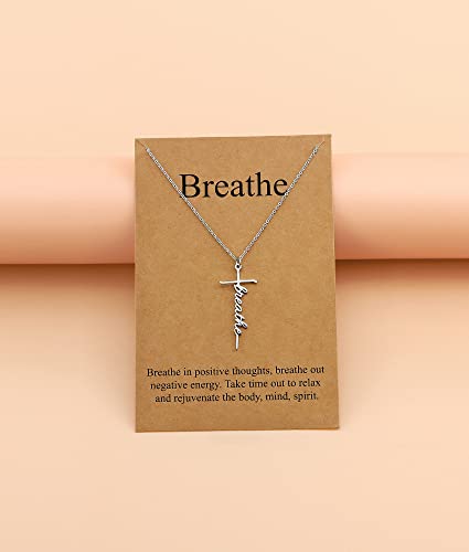 Lcherry Faith Cross Pendant Necklace for Women Religious Christian Jewelry Birthday Christmas Gifts for Women - style: 15-Breathe