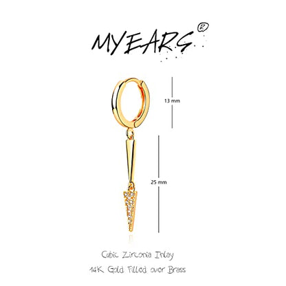 MYEARS Women Earrings Gold Huggie Hoop Dangle Drop 14K Gold Plated Small Simple Hypoallergenic Everyday Jewelry - style: Link Triange