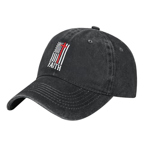 Embroidered Baseball Cap Christian Hat for Men Women - color: Black, style: Faith Usa Flag