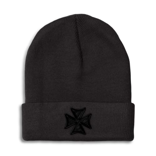 Custom Beanies for Men Iron Cross God Jesus Christ Christian Skull Cap Winter Hats for Women One Size - color: Black Design Only