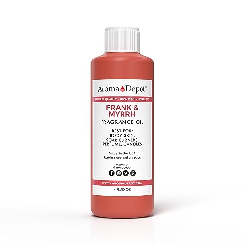 Frankincense and Myrrh 4 oz. Fragrance Oil I Perfume I Skin Oil I Scented Oil. DIY Projects Such as Candles, Bath Bombs, Body Butters, Creams & Lotions. Few Drops in The Diffuser, Burners, or Warmers. - size: 4 Fl Oz (Pack of 1)