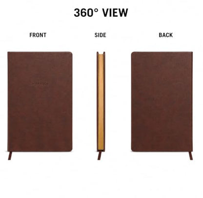 WORLD TRAVELER Large Lined Journal Notebook 256 Ruled White & Ivory Pages - color: Brown Leatherette