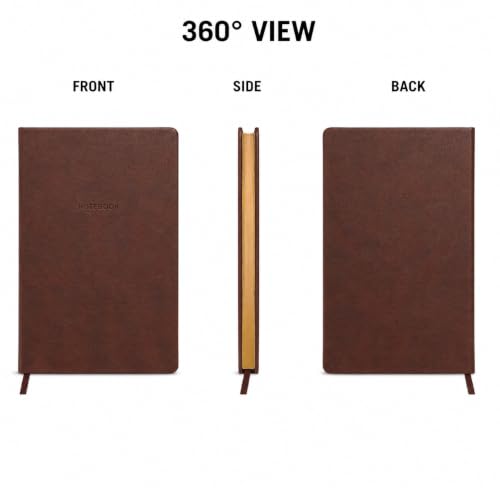 WORLD TRAVELER Large Lined Journal Notebook 256 Ruled White & Ivory Pages - color: Brown Leatherette