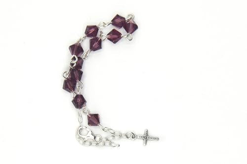 Catholic Communion Rosary Bracelet Created with Swarovski® Crystals, Glass - color: Amethyst - February