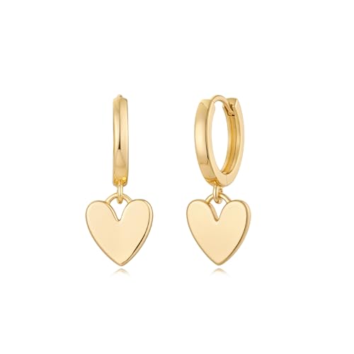 MYEARS Women Earrings Gold Huggie Hoop Dangle Drop 14K Gold Plated Small Simple Hypoallergenic Everyday Jewelry - style: Heart