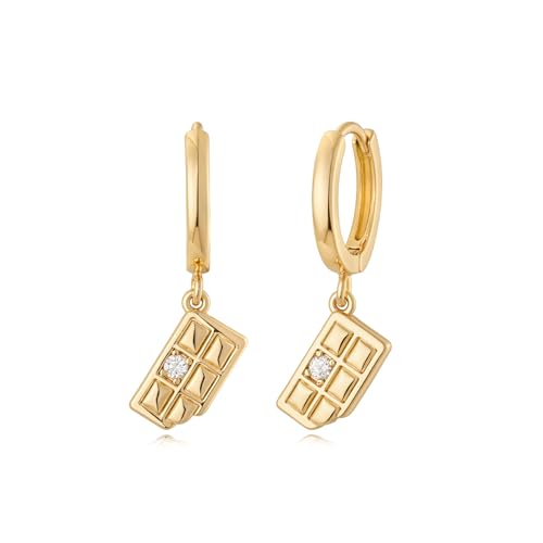 MYEARS Women Earrings Gold Huggie Hoop Dangle Drop 14K Gold Plated Small Simple Hypoallergenic Everyday Jewelry - style: Chocolate