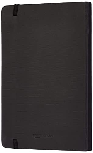 Amazon Basics Classic Lined Writing Notebook for Note Taking and Journaling, Hardcover with Elastic Closure, 240 Pages, 5" x 8.25", Black