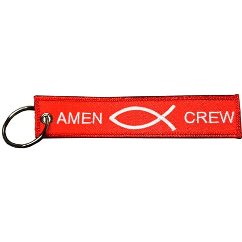EL11-021 Jesus is My Co-Pilot Amen Crew Keychain or Luggage Tag or Zipper Pull Fish Spirit