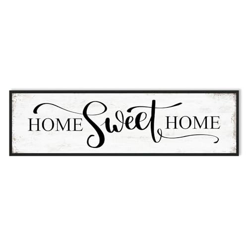 Home Sweet Home Wall Decor Above Bed 16"x48" Framed Large Bedroom Signs Decor for Master Family Room Living Room Dining Room,Modern Farmhouse Ructic Home Sign Behind Couch Wall Decor - color: Home Sweet Home, size: 16"x48"