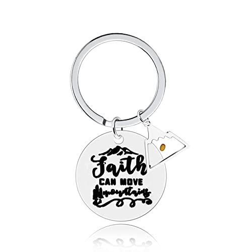 Uloveido Stainless Steel Faith Cross Keychain & Jesus Loves Me Christian Keyring Mustard Seed Charms Religious Jewelry - style: Faith Can Move-triangle