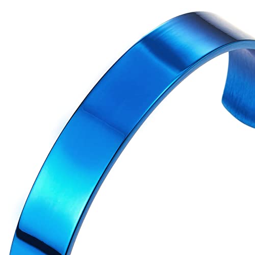 Stainless Steel Adjustable Cuff Bangle Bracelet for Men Women Minimalist - color: J-Metal Color: Blue