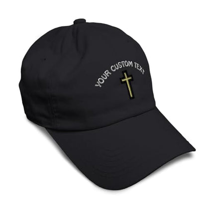 Soft Baseball Hat Embroidered Dad Hat Chaplain Cross Jesus God Christian Faith Men & Ladies Baseball Cap - color: Black Personalized Text Here