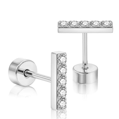XUU 20G Flat Back Stud Earrings ASTM F136 Titanium - color: silver rectangle