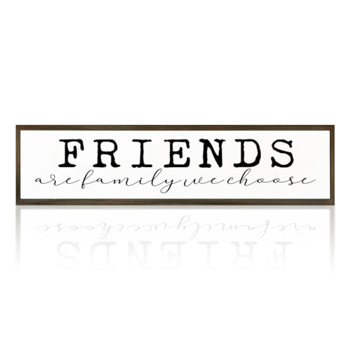 Friendship Wood Sign, Modern Farmhouse Wall Decor, Decorative Wooden Table Signs, Home Party Decor, Friend Gift, Friends are Family We Choose Sign, Long Wooden Box Signs 17.8x4x1.2 inches - color: Wood