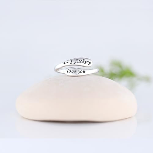 925 Sterling Silver Inspirational Adjustable Rings - Personality Encouragement Jewelry Gift For Women - style: I love you