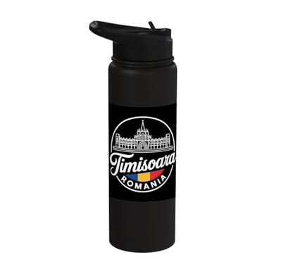 Timisoara Romania Retro Script Travel Souvenir Stainless Steel Insulated Water Bottle